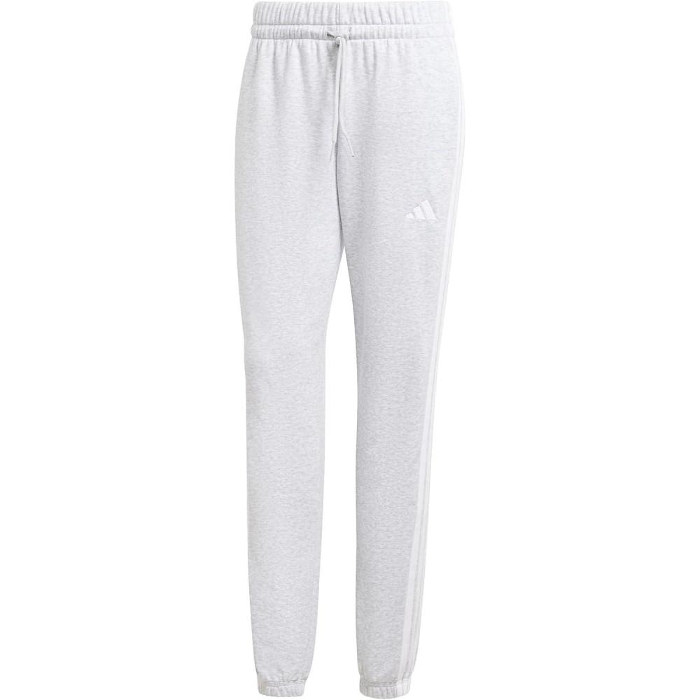 imageadidas Womens Essentials 3Stripes French Terry Cuffed PantsLight Grey HeatherWhite