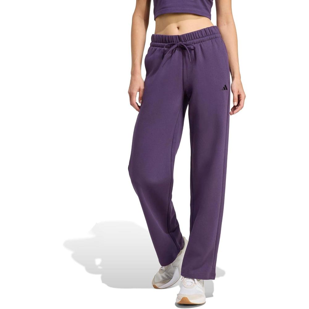 imageadidas Womens Essentials Small Logo Feel Cozy Open Hem PantAurora PlumBlack