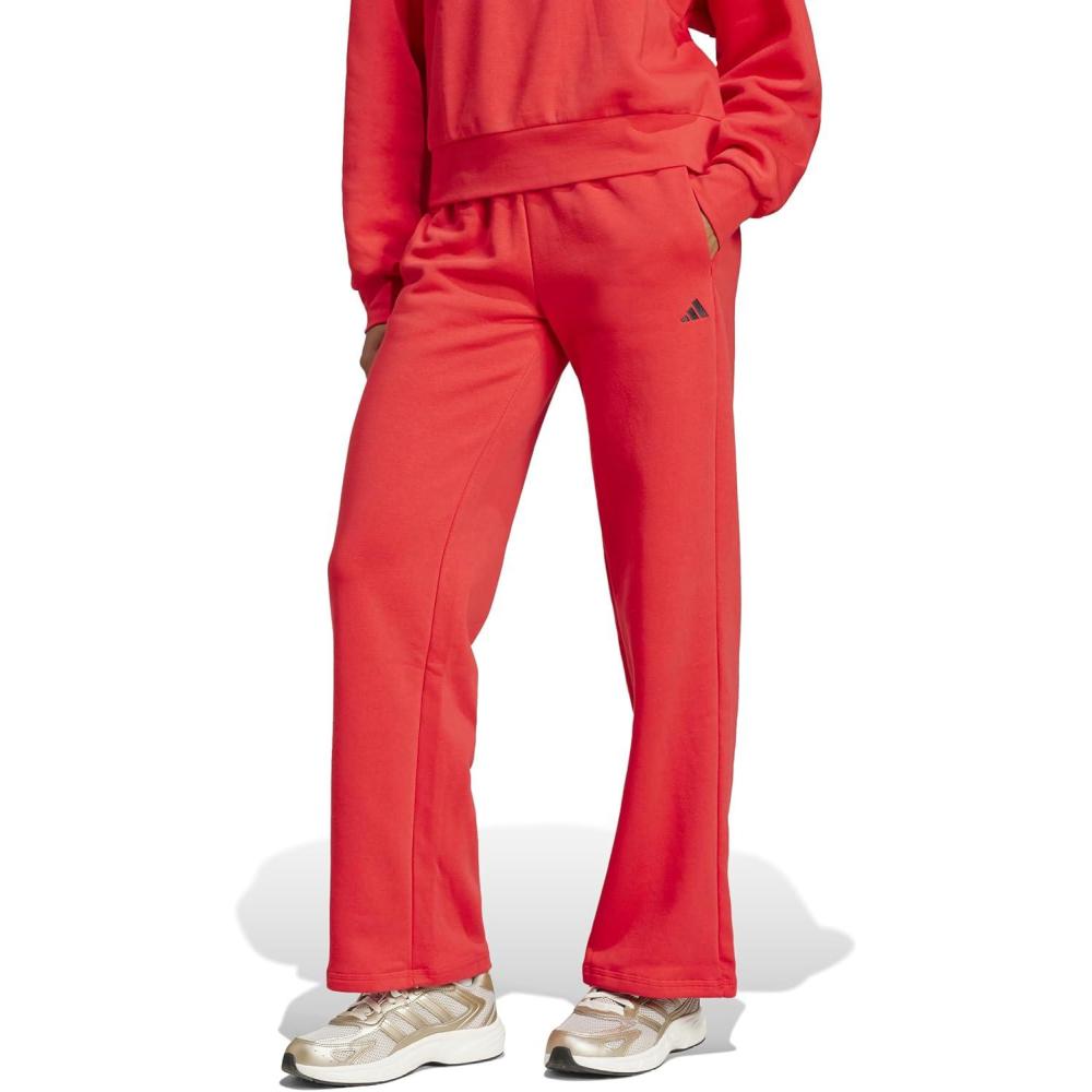 imageadidas Womens Essentials Small Logo Feel Cozy Open Hem PantPure RubyBlack