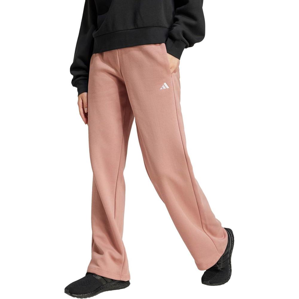 imageadidas Womens Essentials Small Logo Feel Cozy Open Hem PantWarm ClayWhite