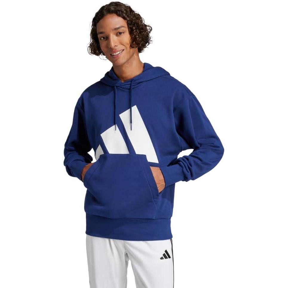 imageadidas mens Essentials Big Logo French Terry HoodieDark BlueWhite