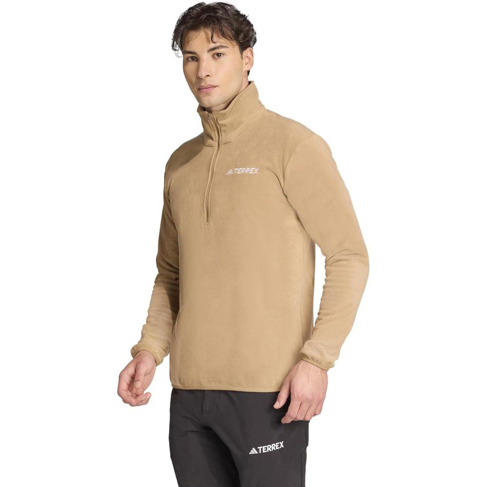 imageadidas mens Terrex Multi Essentials Halfzip Fleece Hiking JacketCardboard