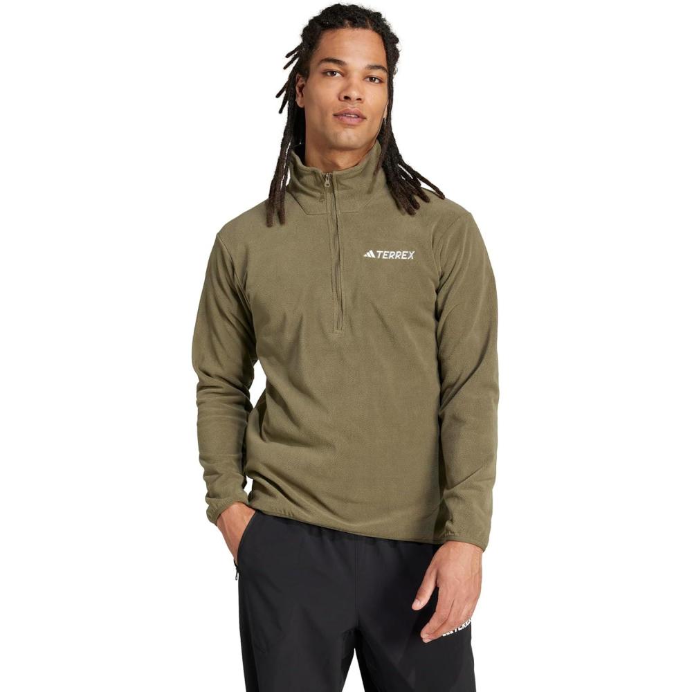 imageadidas mens Terrex Multi Essentials Halfzip Fleece Hiking JacketOlive Strata