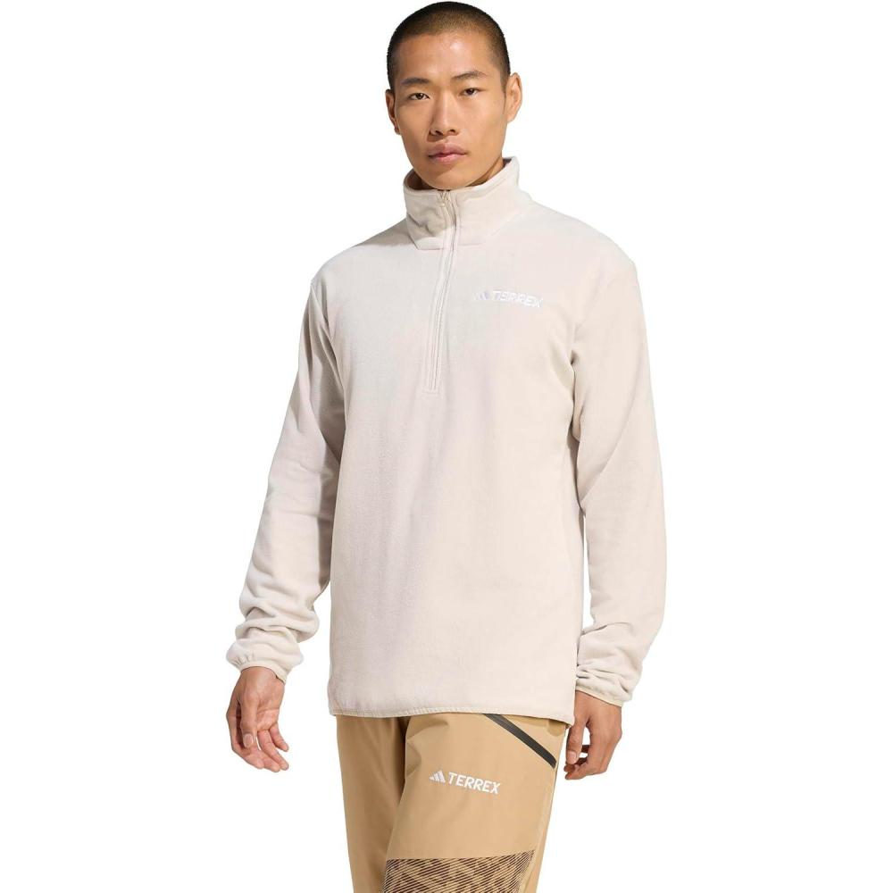 imageadidas mens Terrex Multi Essentials Halfzip Fleece Hiking JacketWonder Alumina