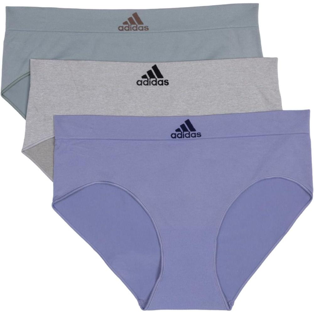 imageadidas womens Seamless Brief Panties 3packSilver VioletHeather GreySilver Green
