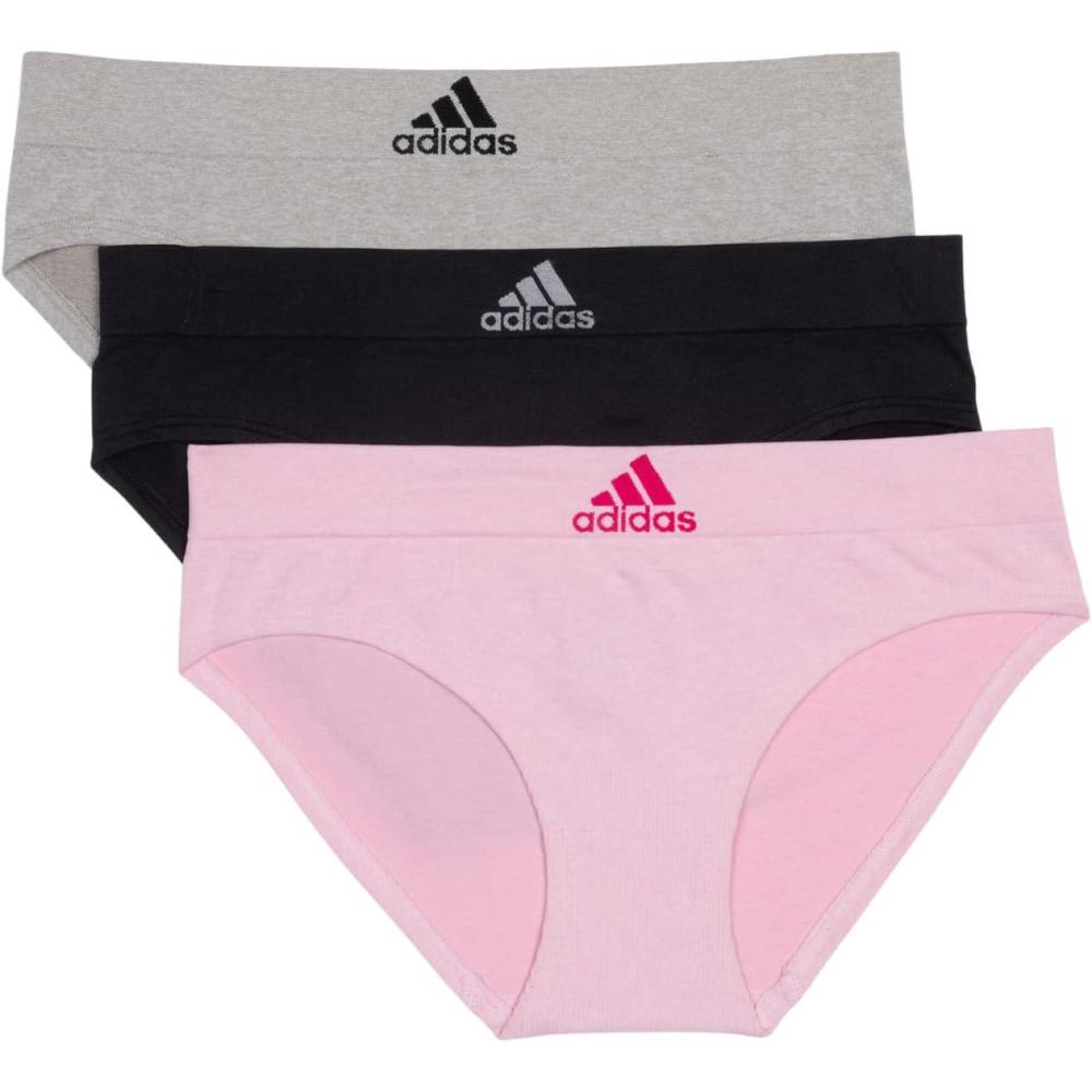 imageadidas womens Seamless Hipster Underwear 3 PackPink HeatherBlackHeather Grey