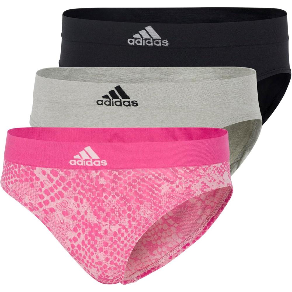 imageadidas womens Seamless Hipster Underwear 3 PackPink Snake MahoganyBlack