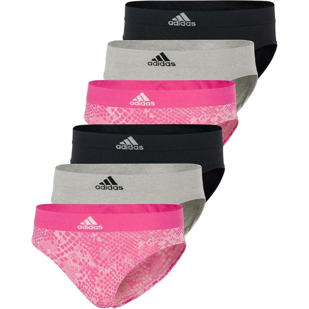 imageadidas womens Seamless Hipster Underwear 3 PackPink SnakeHeather GreyBlack