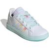 imageadidas Kids Grand Court 20 Elastic Lace ampamp Strap ShoesWhiteFlash AquaHalo Mint