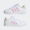 imageadidas Kids Grand Court 20 Elastic Lace ampamp Strap ShoesWhiteIridescentWhite