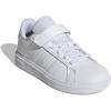 imageadidas Kids Grand Court 20 Elastic Lace ampamp Strap ShoesWhiteWhiteGrey