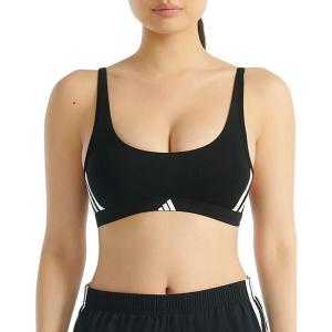 imageAdidas Womens 3 Stripes Active Essentials Cotton Scoop Bralette with Removable CookiesBlack