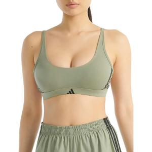 imageAdidas Womens 3 Stripes Active Essentials Cotton Scoop Bralette with Removable CookiesSilver Pebble