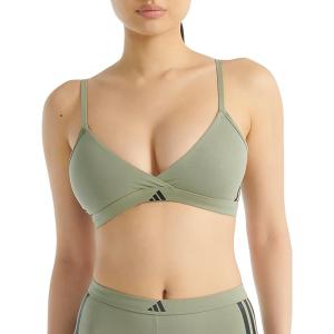 imageAdidas Womens 3 Stripes Active Essentials Cotton Triangle Wrap BraletteSilver Pebble