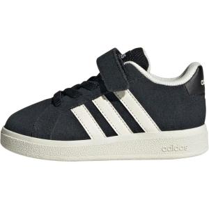imageadidas BabyBoys Grand Court 20 Elastic Lace ampamp Strap SneakerBlackOff WhiteWhite