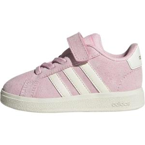 imageadidas BabyBoys Grand Court 20 Elastic Lace ampamp Strap SneakerClear PinkOff WhiteGold Metallic
