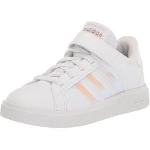 imageadidas Kids Grand Court 20 Elastic Lace ampamp Strap ShoesFtwr WhiteIridescentFtwr White Elastic