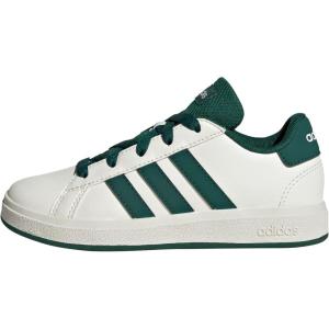 imageadidas Kids Grand Court 20 Elastic Lace ampamp Strap ShoesOff WhiteCollegiate GreenBlack