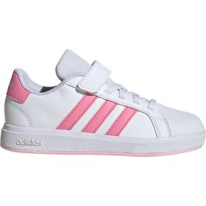 imageadidas Kids Grand Court 20 Elastic Lace ampamp Strap ShoesWhiteBliss PinkClear Pink
