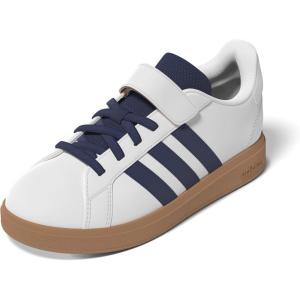 imageadidas Kids Grand Court 20 Elastic Lace ampamp Strap ShoesWhiteDark BlueGum