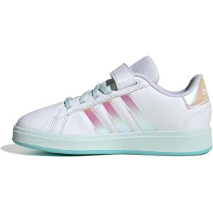 imageadidas Kids Grand Court 20 Elastic Lace ampamp Strap ShoesWhiteIridescentHalo Mint