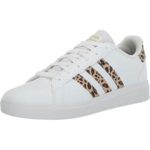 imageadidas Kids Grand Court 20 Elastic Lace ampamp Strap ShoesWhiteMagic BeigeMatte Gold