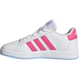 imageadidas Kids Grand Court 20 Elastic Lace ampamp Strap ShoesWhitePulse MagentaBlue
