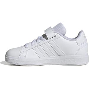 imageadidas Kids Grand Court 20 Elastic Lace ampamp Strap ShoesWhiteWhiteGrey