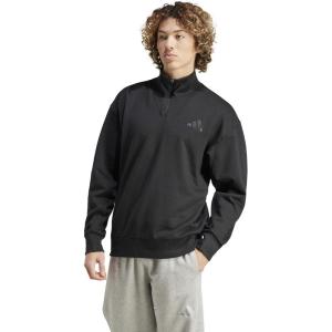 imageadidas Mens All Szn Fleece QuarterZip Crewneck SwearshirtBlack