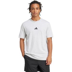 imageadidas Mens Essentials Small Logo Single Jersey TShirtLight Grey HeatherBlack