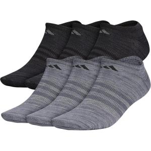 imageadidas Mens Superlite No Show Socks 6Pair Pack Low Profile Below AnkleOnix GreyGreyBlack