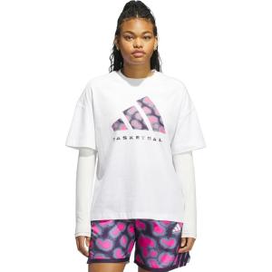 imageadidas Womens Basketball Camouflage Logo TShirtWhiteSilver Violet
