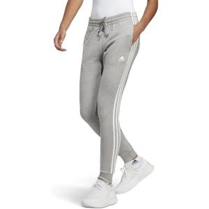 imageadidas Womens Essentials 3Stripes French Terry Cuffed PantsMedium Grey HeatherWhite