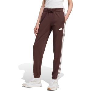 imageadidas Womens Essentials 3Stripes French Terry Cuffed PantsShadow BrownWhite