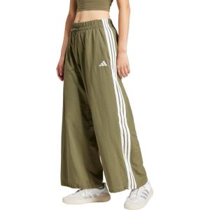 imageadidas Womens Essentials 3Stripes Woven Parachute PantsOlive StrataWhite