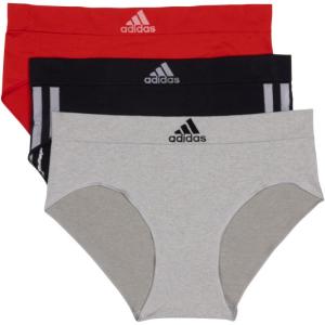 imageadidas womens Seamless Brief Panties 3packBlack With StripesHeather GreyVivid Red