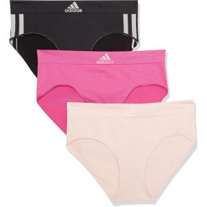 imageadidas womens Seamless Brief Panties 3packBlack With StripesPeach WhipSemi Lucid Fuchsia