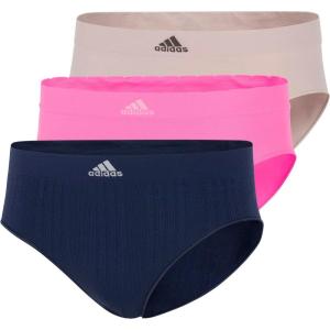 imageadidas womens Seamless Brief Panties 3packNight Indigo RibbedLucid Pink ScallopWonder Taupe