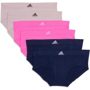 imageadidas womens Seamless Brief Panties 3packNight Indigo RibbedLucid PinkWonder Taupe