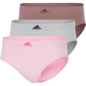imageadidas womens Seamless Brief Panties 3packWonder Pink RibbedWonder SilverWonder Oxide Fishnet