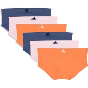 imageadidas womens Seamless Hipster Underwear 3 PackSunglow RibbedWonder QuartzPreloved Ink