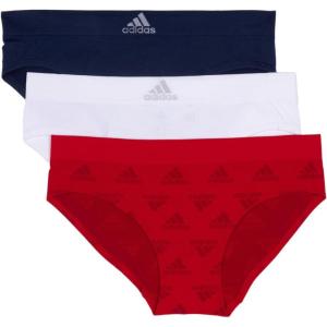 imageadidas womens Seamless Hipster Underwear 3 PackVivid Red W Logo JacqWhiteNight Indigo