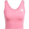 imageadidas Womens Train Essentials 3Stripes Cropped Tank TopPink FusionWhite