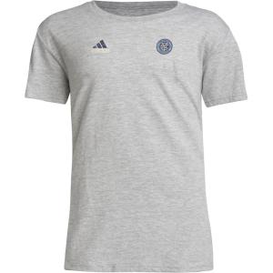 imageAdidas Unisex Kids New York City Fc MLS Short Sleeve TShirtMedium Heather Grey Nycfc
