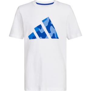 imageadidas Boys Short Sleeve Cotton Bos Ghost Logo TshirtWhite With Blue