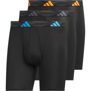 imageadidas Mens Microfiber Boxer Briefs Underwear Multipack Athletic StretchFitBlackLucid AquamarinePure Orange