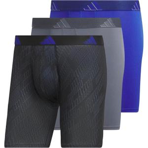 imageadidas Mens Microfiber Boxer Briefs Underwear Multipack Athletic StretchFitGhost BlackonixOnix GreySemi Lucid Blue