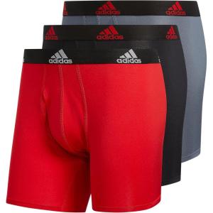 imageadidas Mens Microfiber Boxer Briefs Underwear Multipack Athletic StretchFitScarlet RedBlackOnix Greyperformance