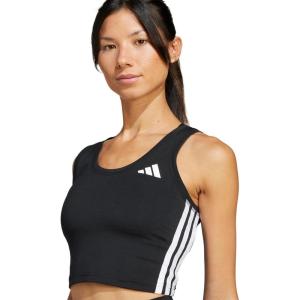 imageadidas Womens Train Essentials 3Stripes Cropped Tank TopBlackWhite