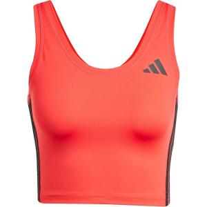 imageadidas Womens Train Essentials 3Stripes Cropped Tank TopPure RubyBlack